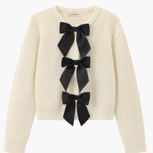 Commense Bow Ribbed Warm Sweater Size Medium